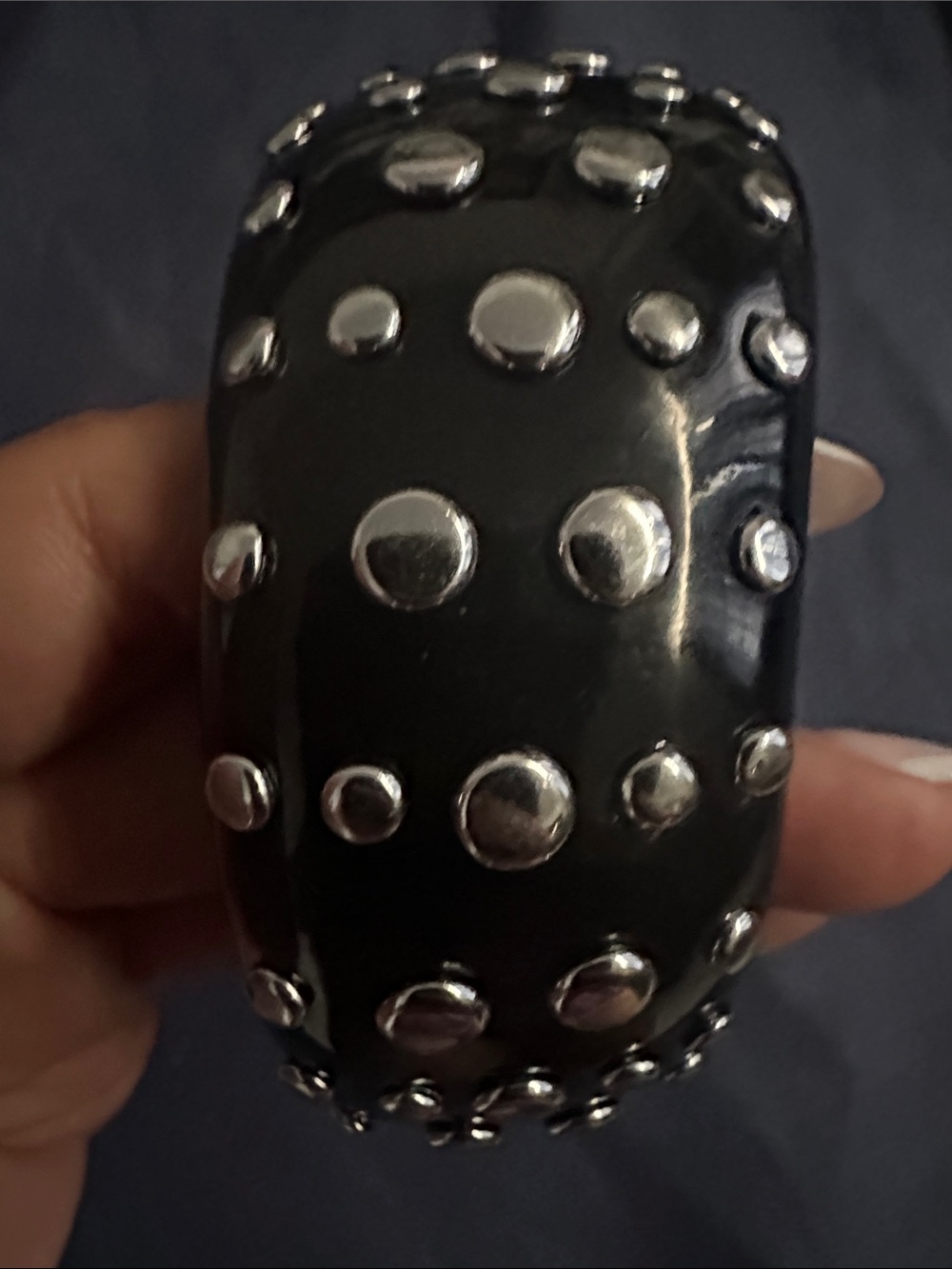 Zara Black Resin Bangle with Silver Studs